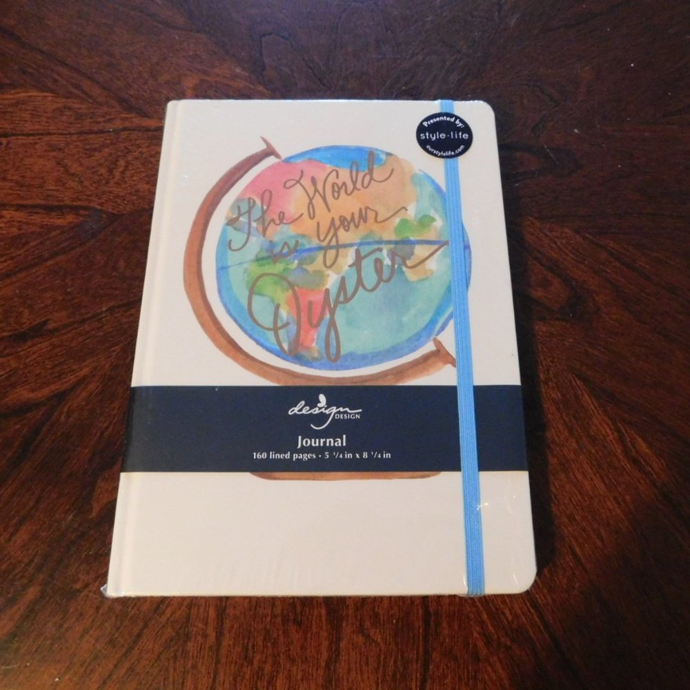 Hardbound Journal The World is your Oyster Globe of World  NEW